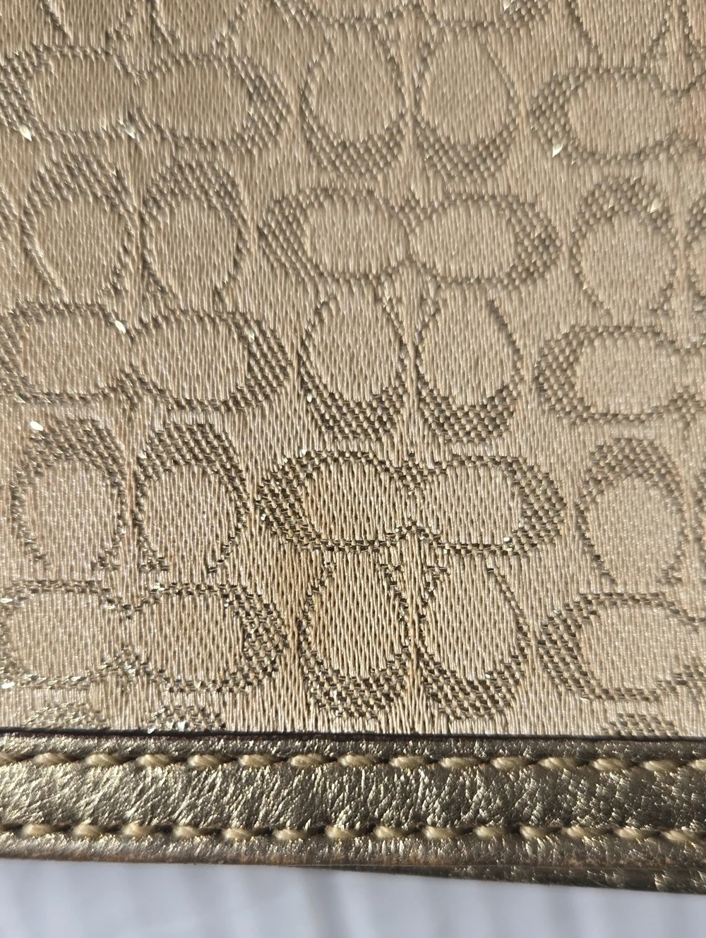 Coach Metallic Gold Signature Wristlet Clutch